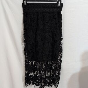 Lily White Black Crochet Midi Skirt